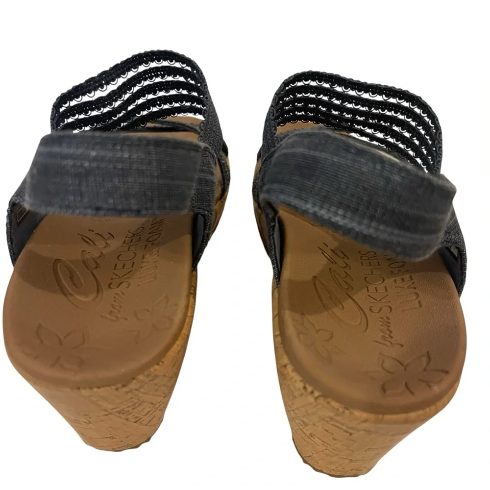 Women's SKECHERS Beverley Wedges Sandals Shoes Blue - Picture 4 of 7